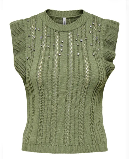 Knit Frill Bling Top - Kalamata