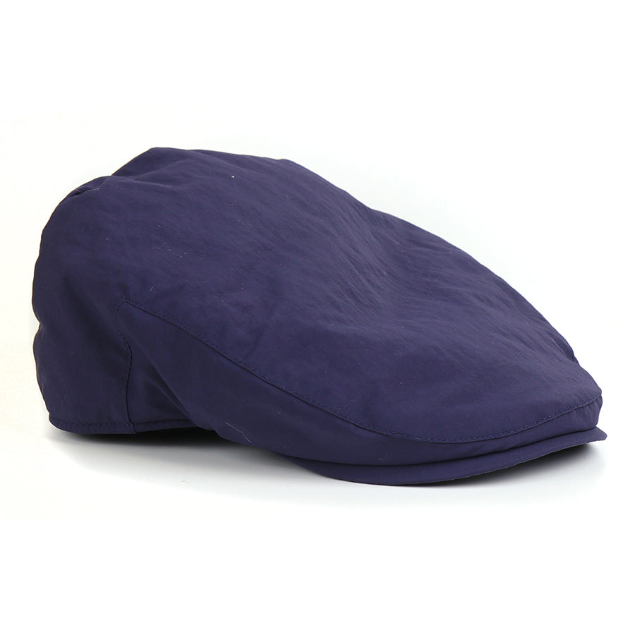 Mens Navy Shower Proof Flat Cap