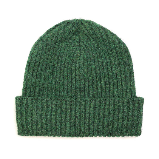 Mens Forest Green rib knitted hat