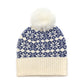 Blue and cream mix starflower knit bobble hat