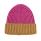 Magenta and coffee beanie hat