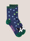 PAW STRIPE DOG ANKLE SOCKS
IN NAVY MULTI