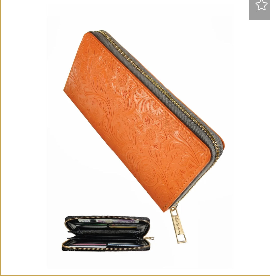 WN576 Purse/Organiser W/Contrast Zip - Satsuma/Grey