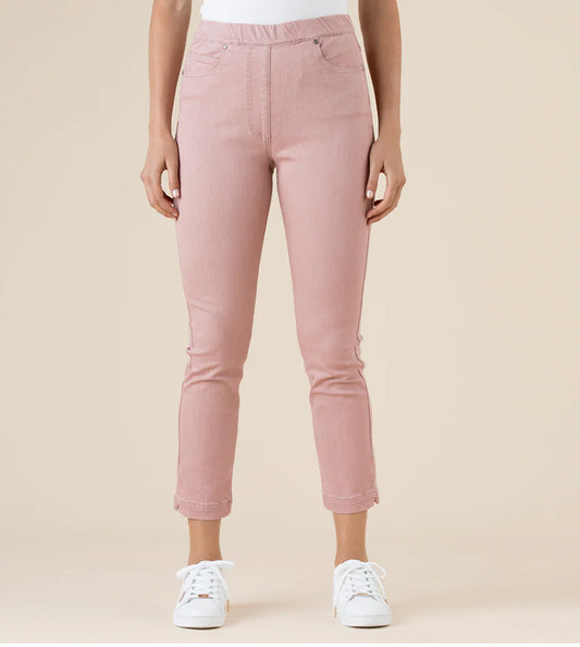 PINNS Soft Pink Denim 508C Stretch Pull Up Crop Trouser