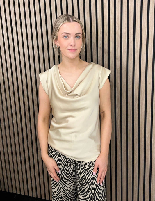 Dora Top - Champagne Cowl Neck