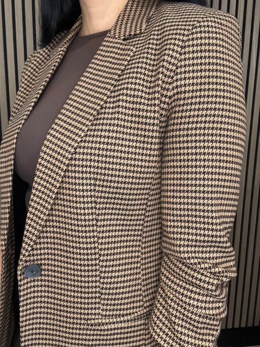 Lettie Check Blazer - chocolate