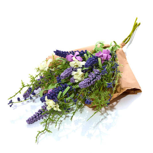 PURPLE LAVENDER MIXED BUNCH WITH KRAFT PAPER