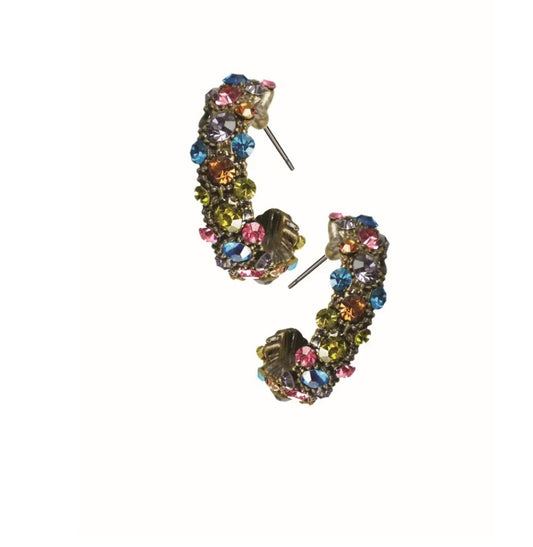 LG013 Crystal Fantasia Hoops - Old Bronze/Multi