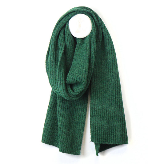 Mens Forest Green knit scarf with black trim