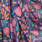 Organic cotton navy and bright abstract meadow print scarf