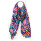 Organic cotton navy and bright abstract meadow print scarf