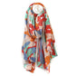 Organic cotton abstract orange and blue mix print scarf
