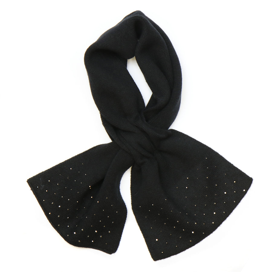Black fine knit pull through sparkle edge scarf