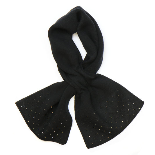 Black fine knit pull through sparkle edge scarf