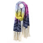 Blue, pink and yellow boucle chevron scarf