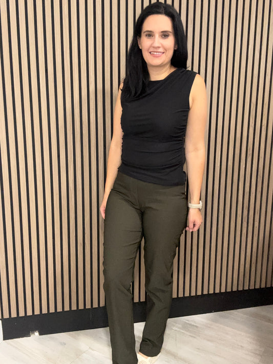 Khaki Brushed Bengaline Pull up trouser