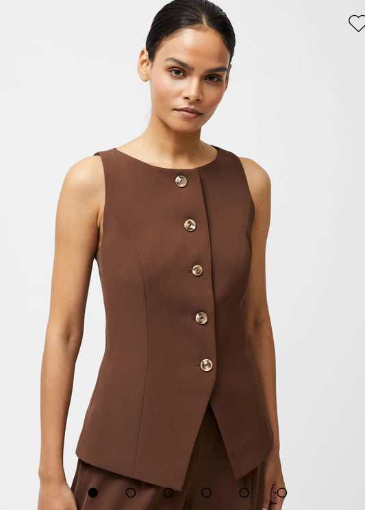 72YBM Harrie Tailored Waistcoat Top - Chocolate