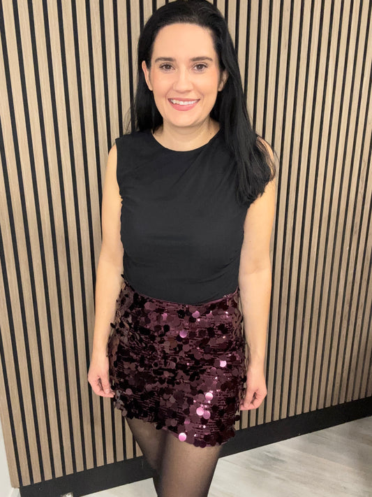 Kelly sequin skirt - burgundy