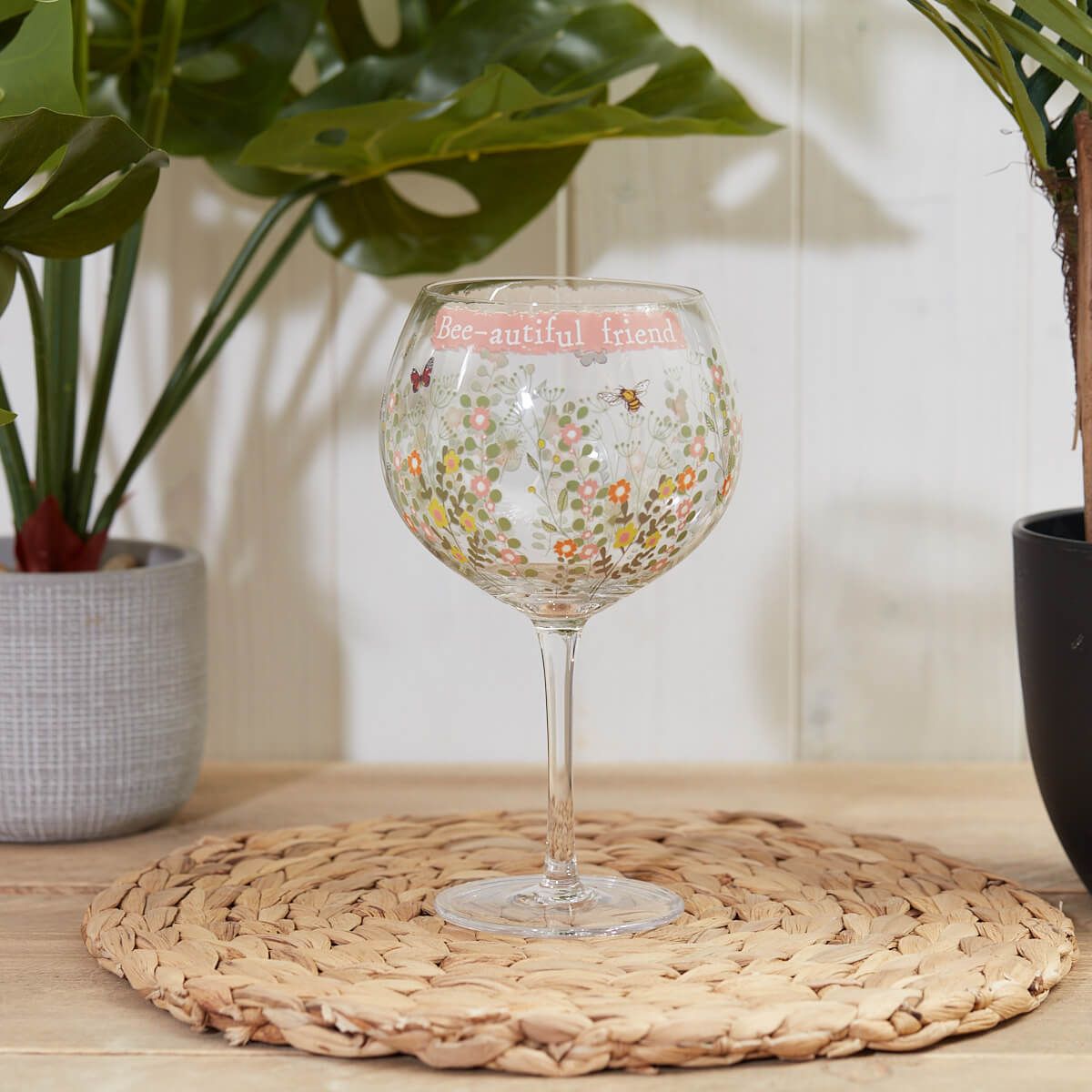 FLORAL BEE-AUTIFUL FRIEND GIN GLASS IN CLEAR PVC GIFT BOX