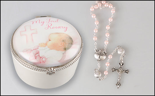 Porcelain Box/Baby Girl Rosary