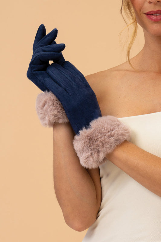 Bettina Gloves - Navy & Taupe