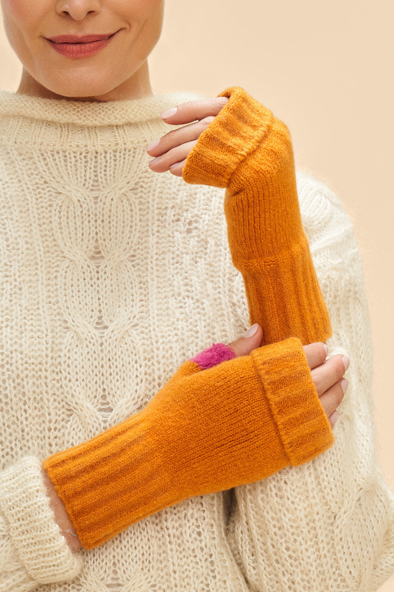 Ladies Cassia Wrist Warmers - Tangerine