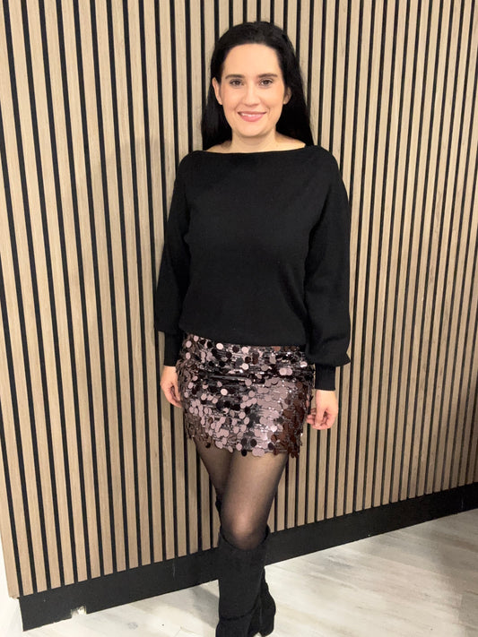 Kelly sequin skirt - brown/gunmetal