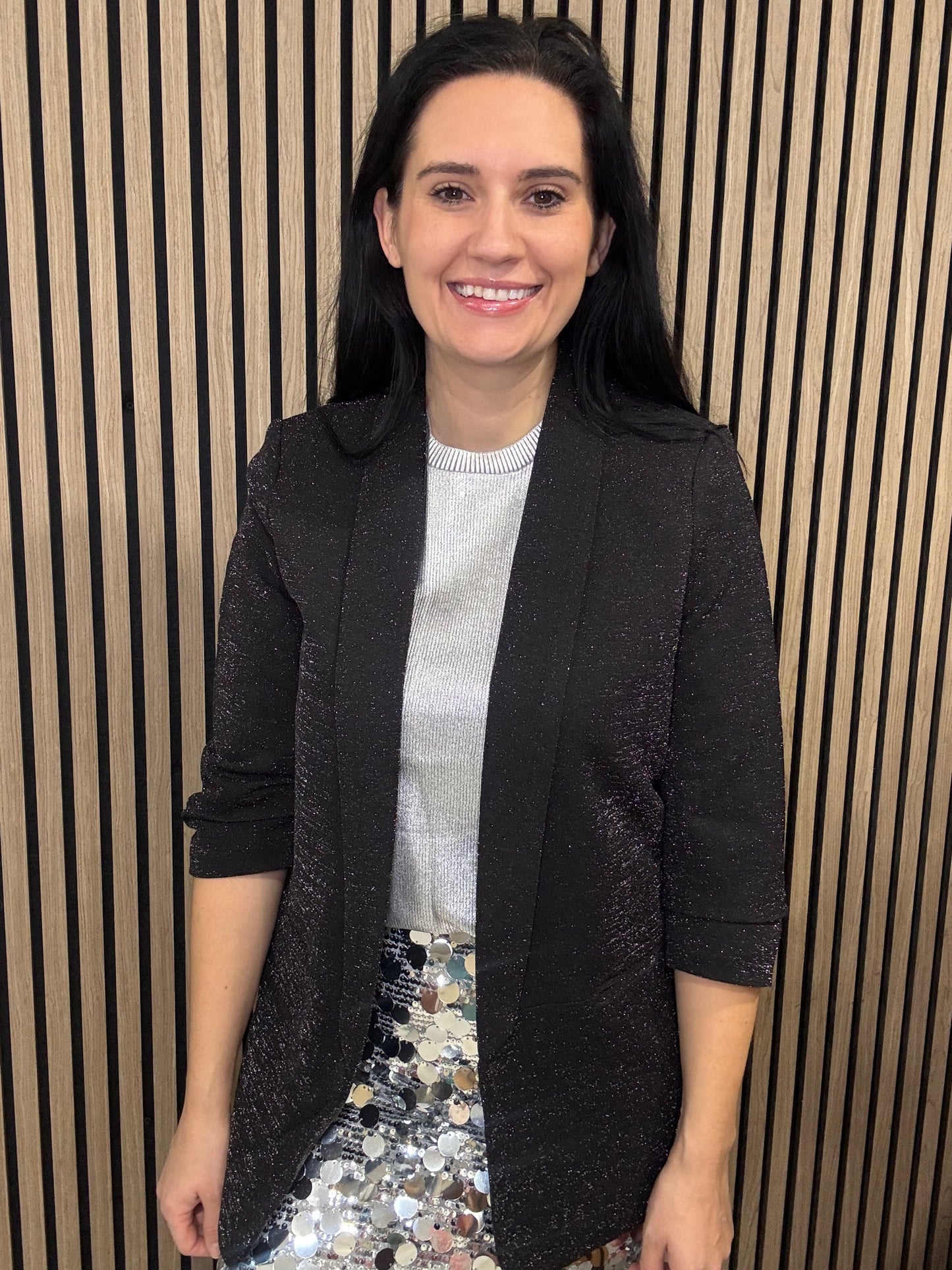 Victoria glitter blazer in Black