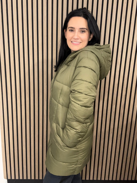 Myra Coat - long padded ivy green