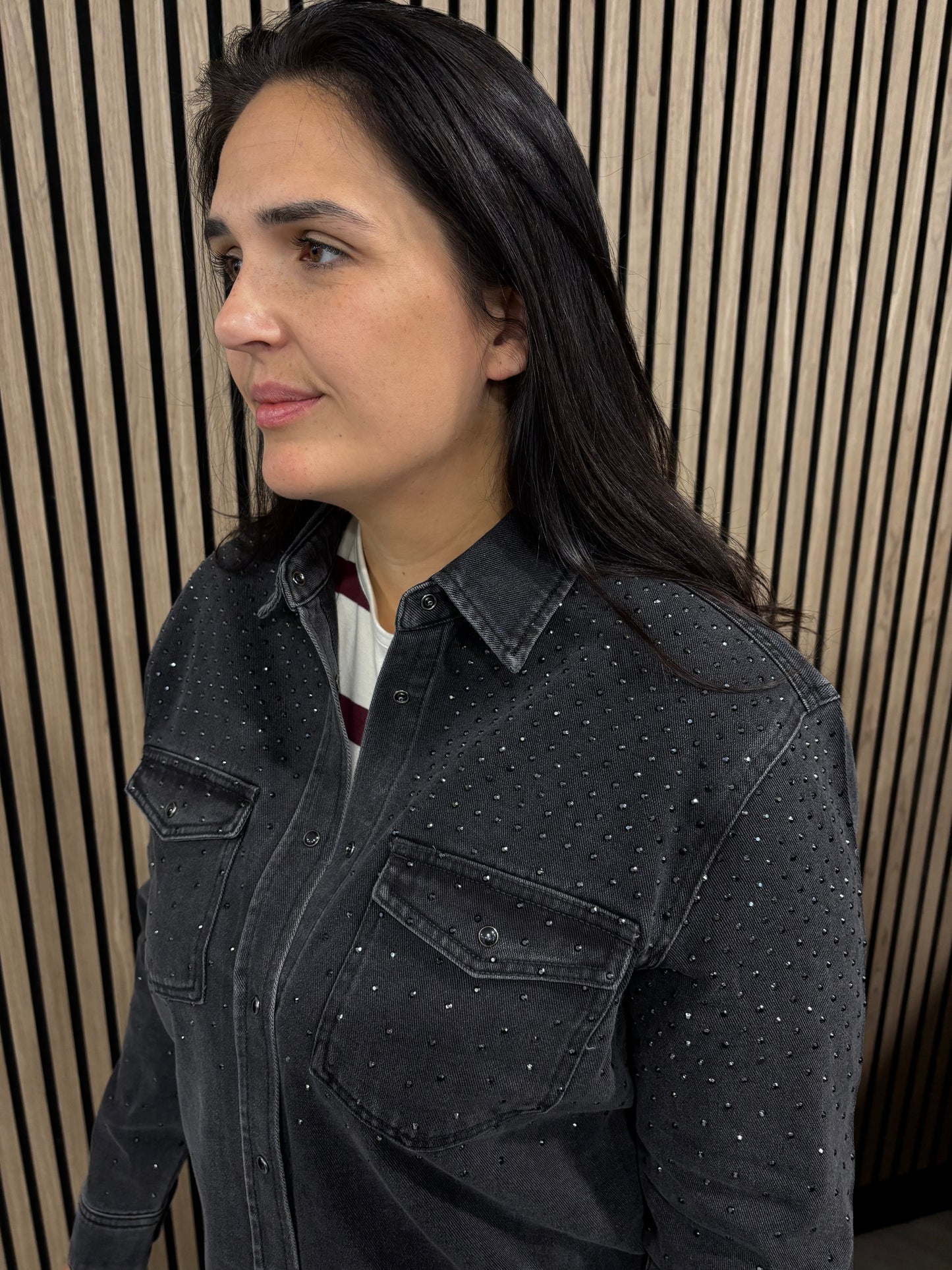 Anna Black Denim Stone Shirt