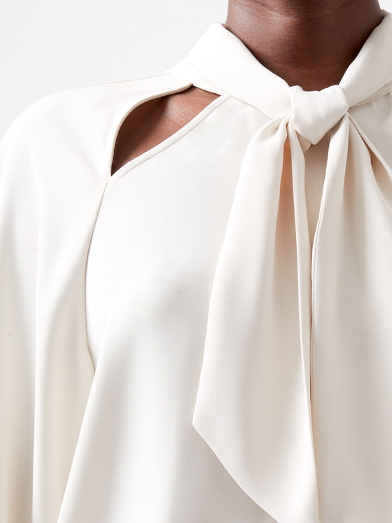 72XBX Carmen Recycled Crepe Tie Blouse - Classic Cream