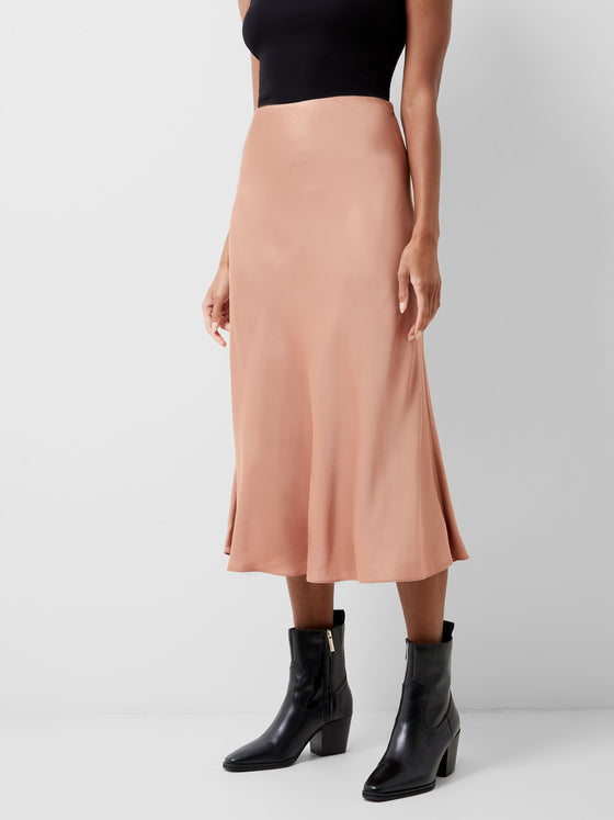 Ennis Eco Satin Midaxi Slip Skirt Mocha Mouse