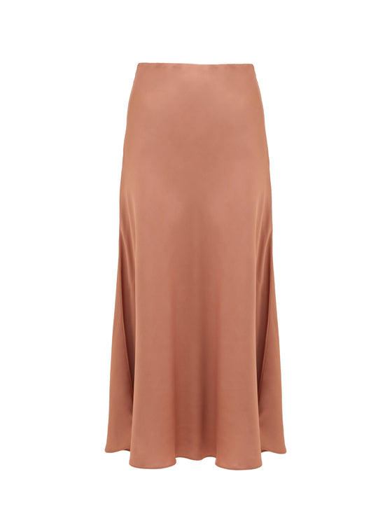 Ennis Eco Satin Midaxi Slip Skirt Mocha Mouse