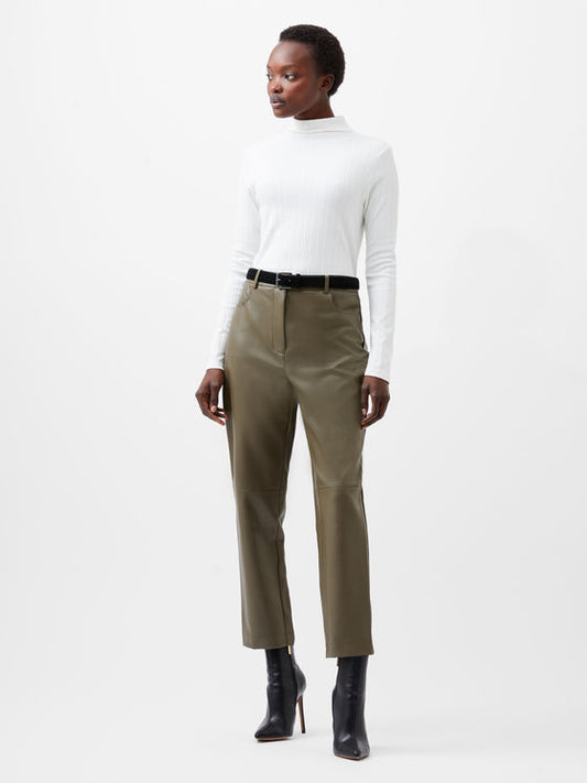 Crolenda PU Tapered Trousers khaki