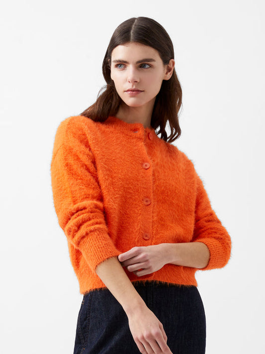 Molly Feather Long Sleeve Cardigan orange