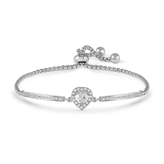 ROYALDREAM BRACELET, HEART , WHITE CRYSTALS AND CZ SILVER