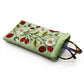 Pale green embroidered strawberries glasses case