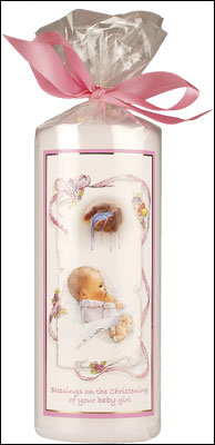 Christening Candle/Girl/6 inch Gift Wrapped (8622