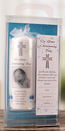 Christening Candle 8 inch Gift Boxed/Boy (86601