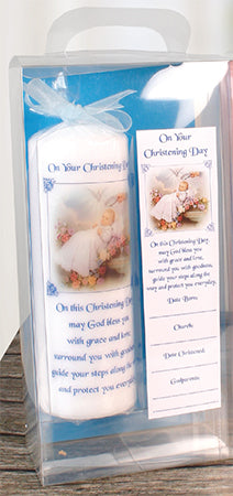 Christening Candle 8 inch Gift Boxed/Boy (86603)