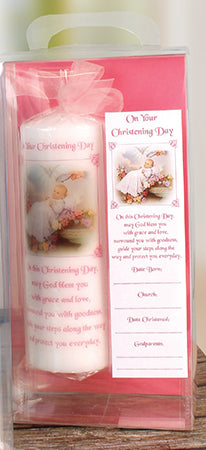 Christening Candle 8 inch Gift Boxed/Girl (86604