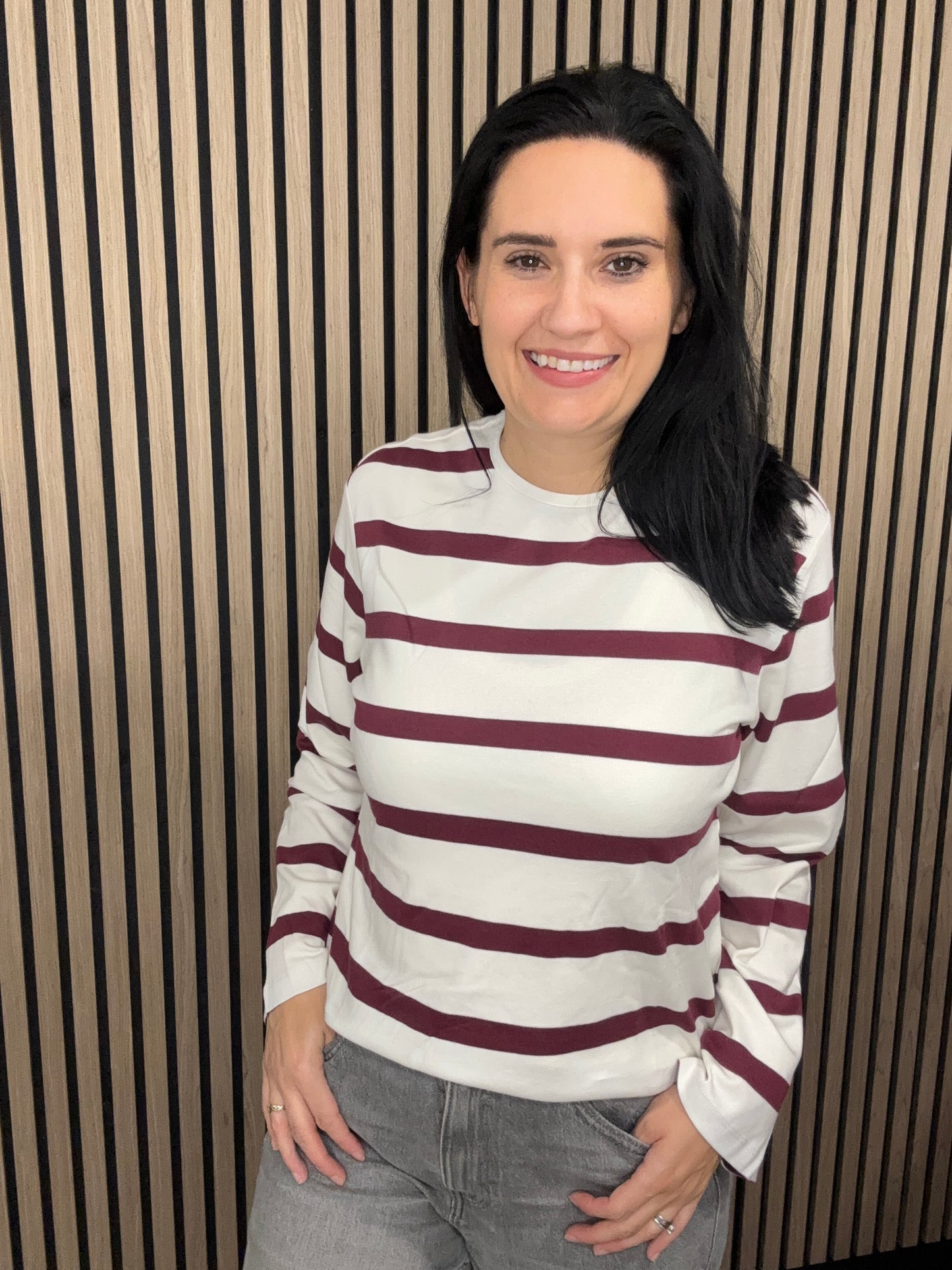 Mary Stripe Top - Maroon Banner