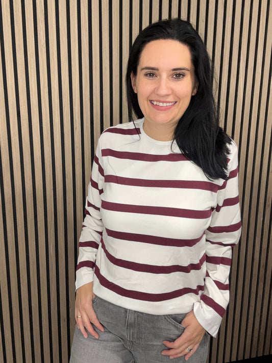 Mary Stripe Top - Maroon Banner