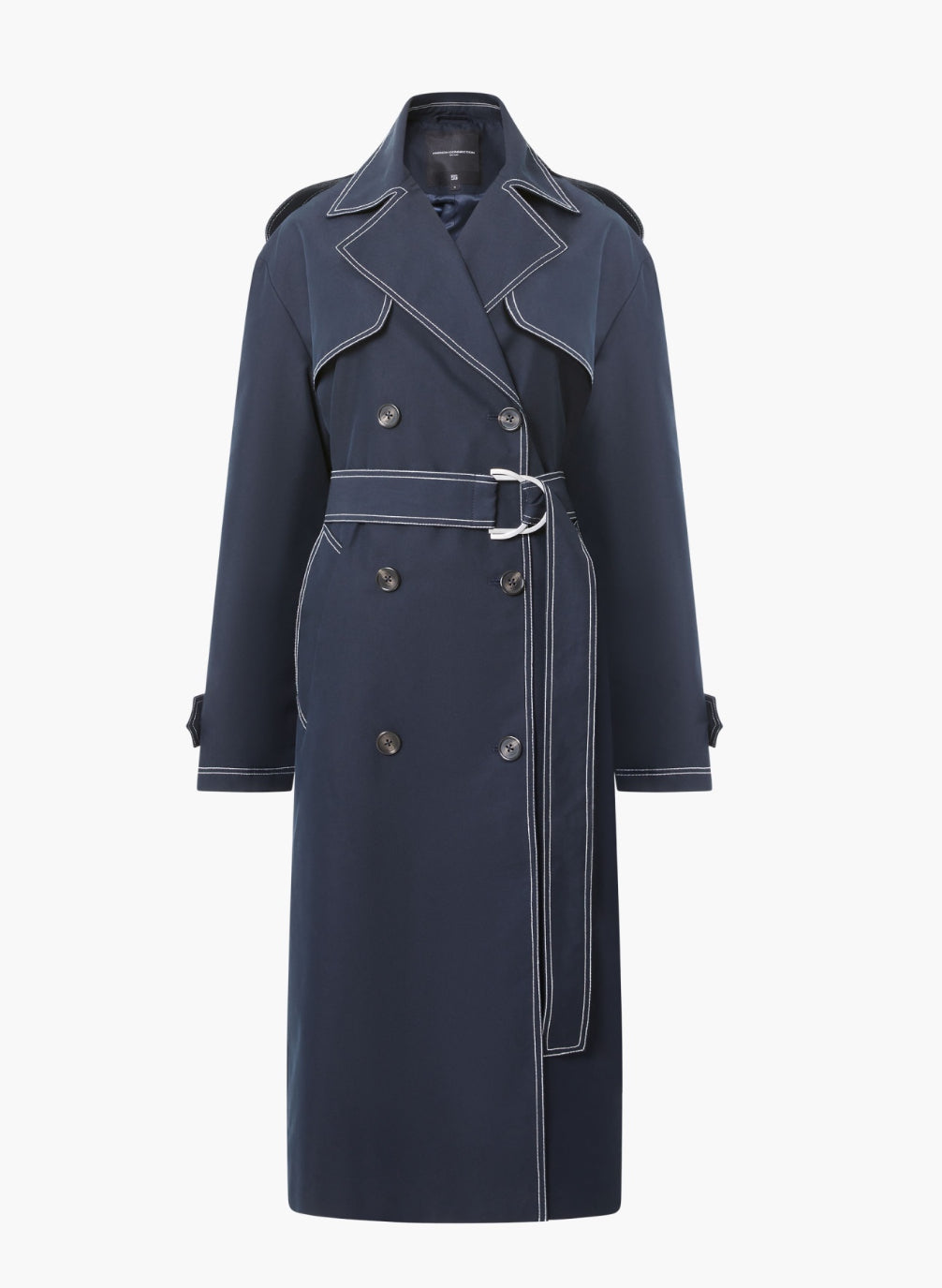 70YAA Afton Contrast Stitch Belted Trench Coat