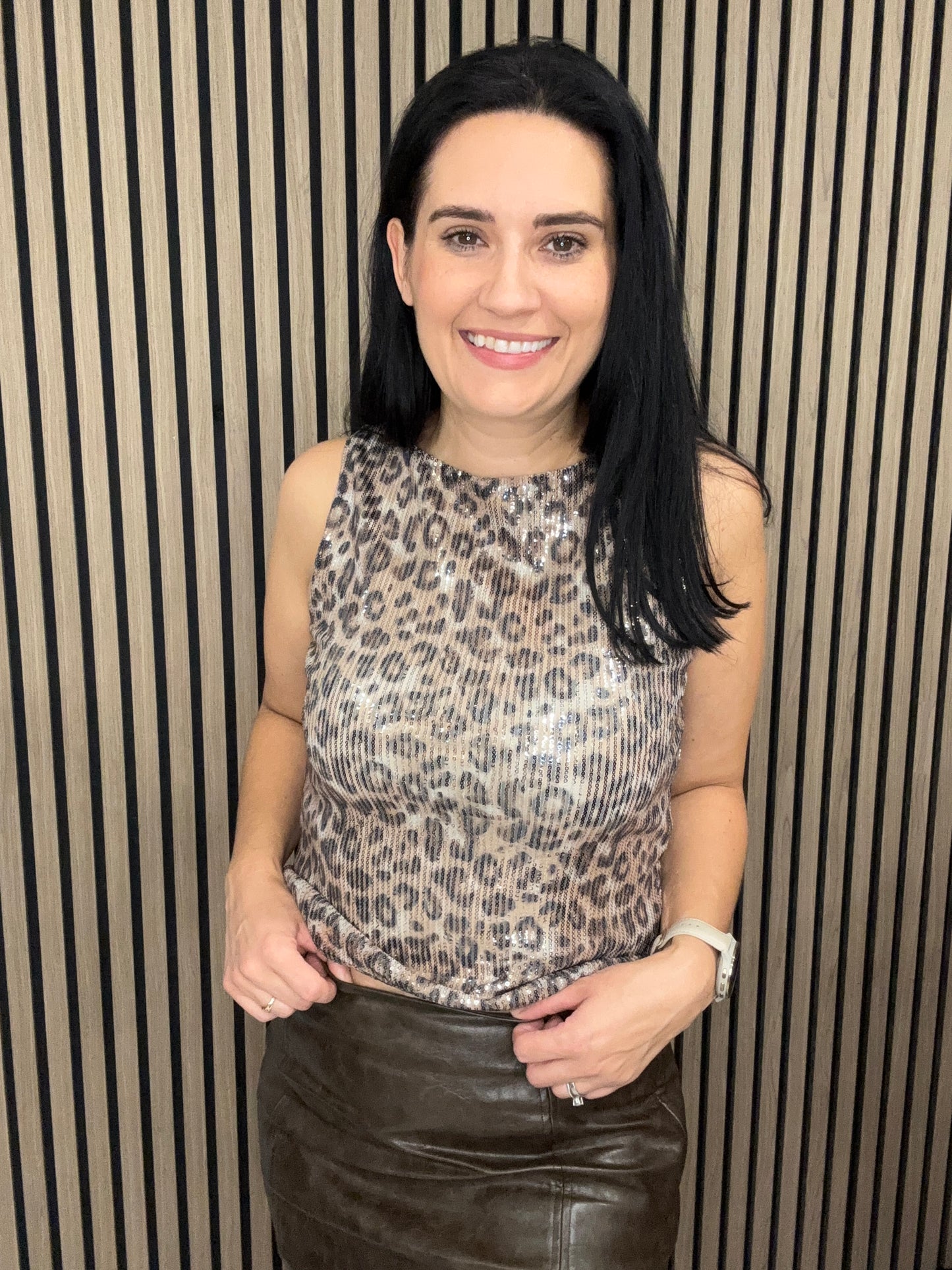 Leona Sequins Top - Brown Rice LEO
