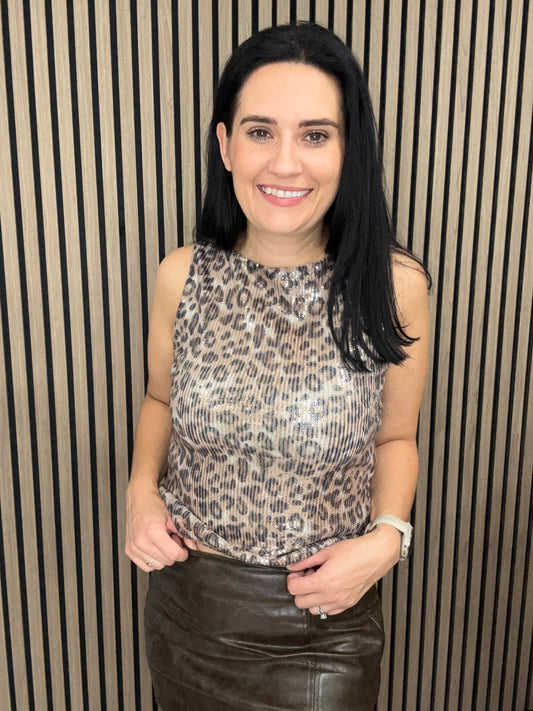 Leona Sequins Top - Brown Rice LEO