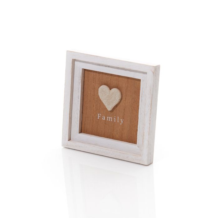 PEBBLE HEART EASEL PLAQUE WOODEN