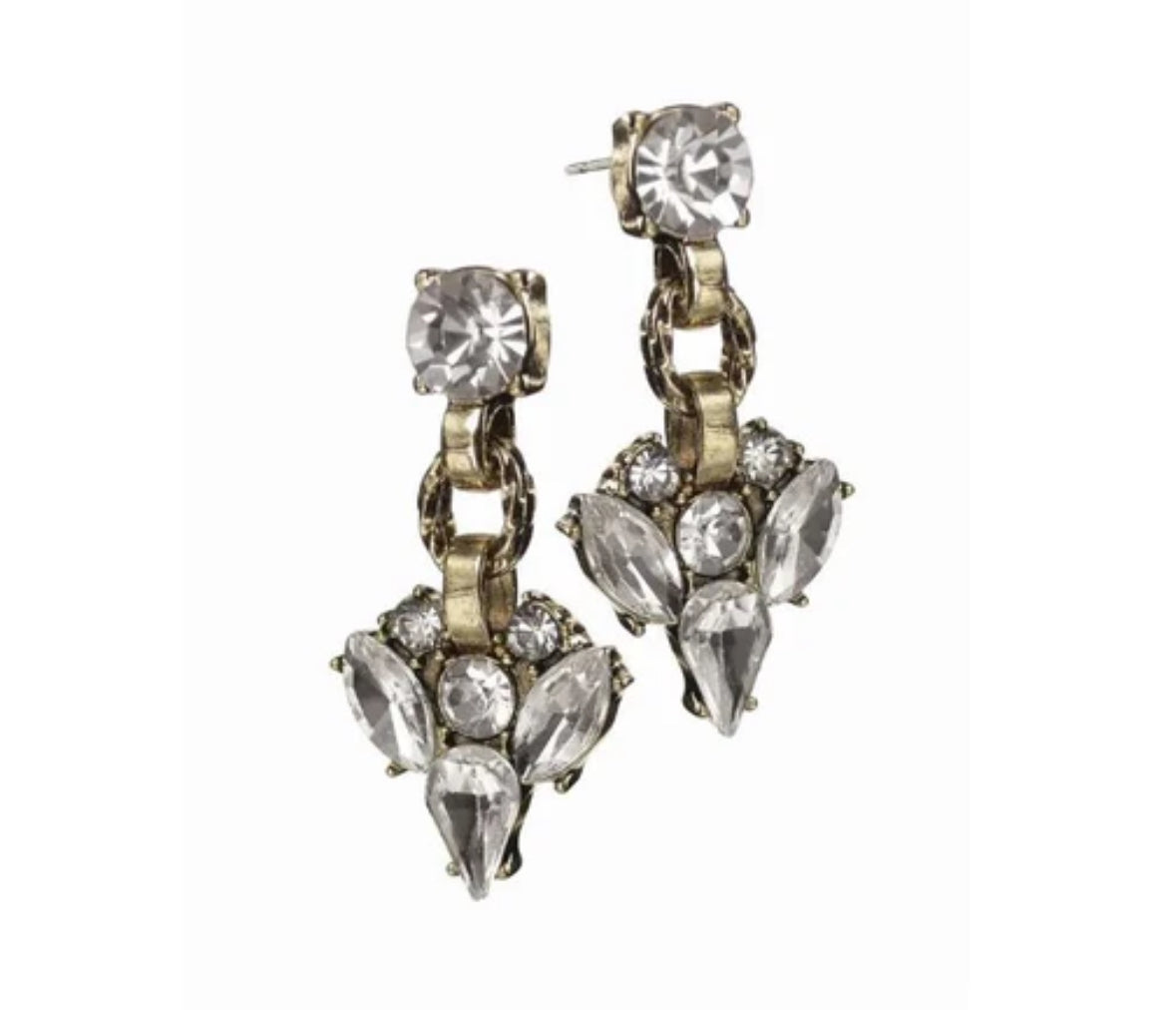 LG047 Grace Drop Earrings in Old Bronze/Clear/Frost