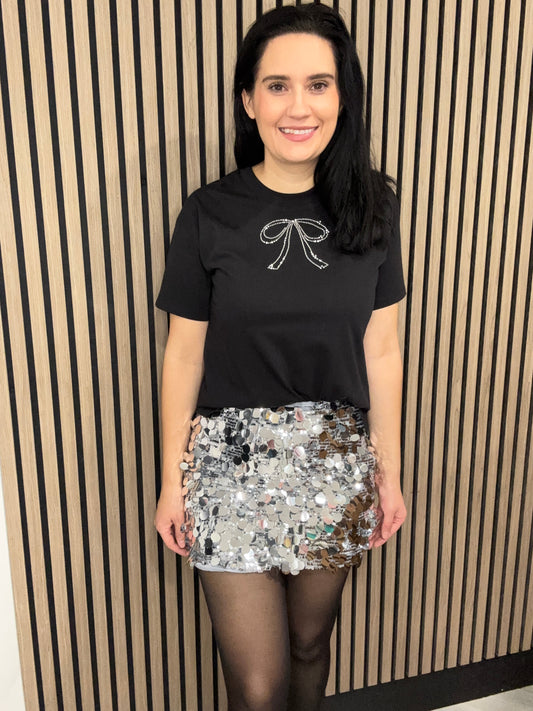Kelly sequin skirt - silver