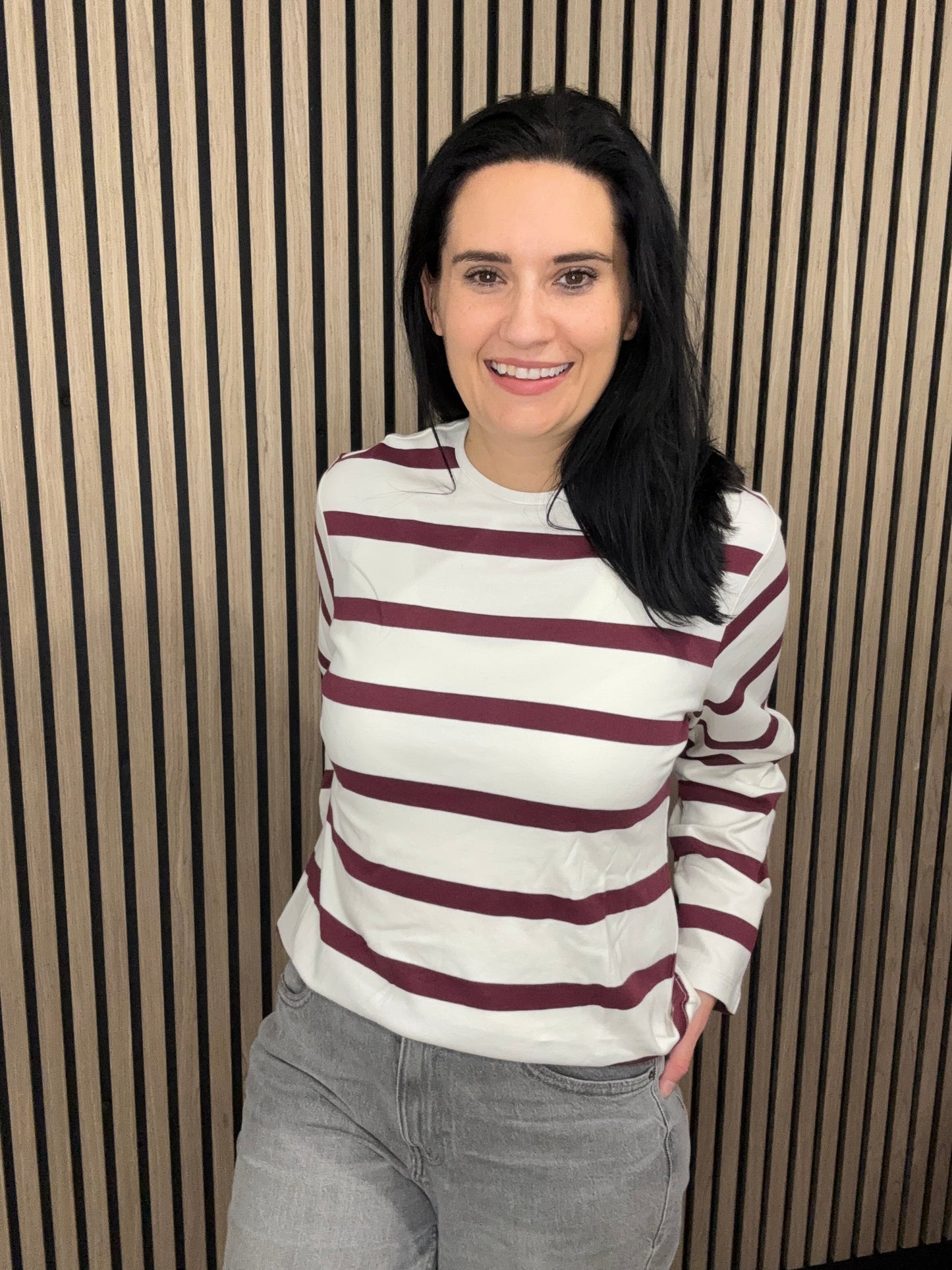 Mary Stripe Top - Maroon Banner